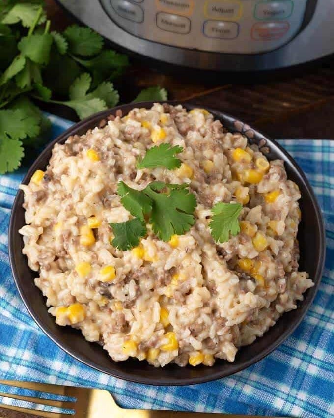 cream of mushroom cheesy hamburger rice casserole recipe