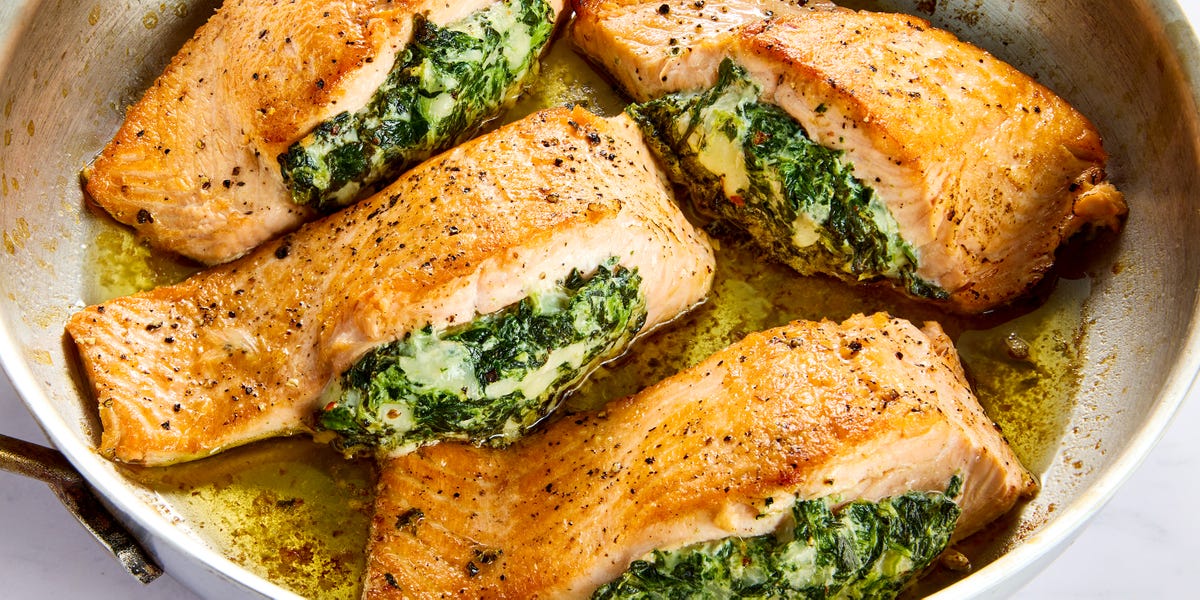 Best Spinach–Stuffed Salmon Recipe — How To Make Spinach–Stuffed Salmon