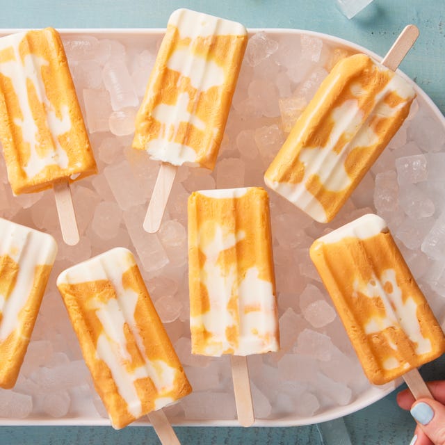 frozen creamsicle bars with orange and cream swirls
