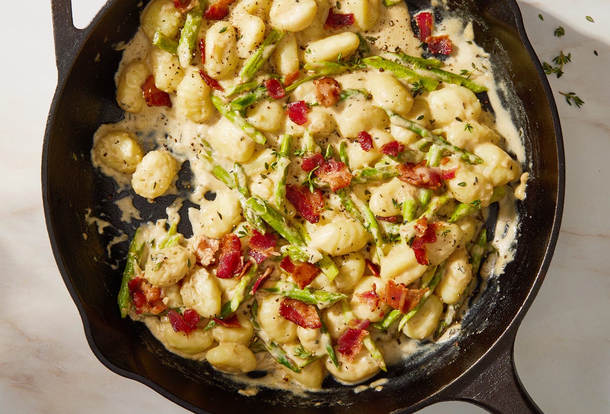 Best Creamy Asparagus Bacon Gnocchi Recipe - How To Make Creamy ...