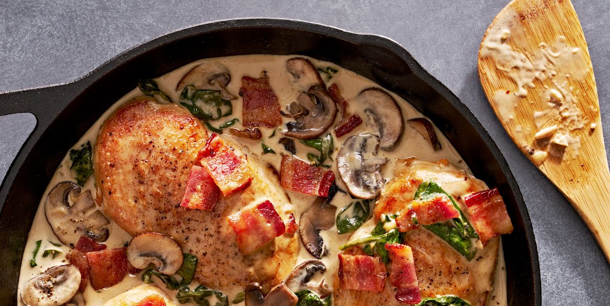creamy balsamic chicken with bacon and mushrooms