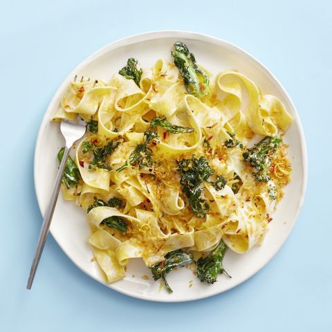 dinner ideas for two -Creamy Broccolini Pasta With Chile Breadcrumbs