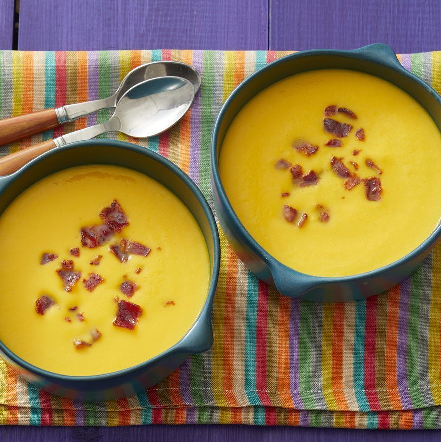 creamy butternut squash soup with bacon