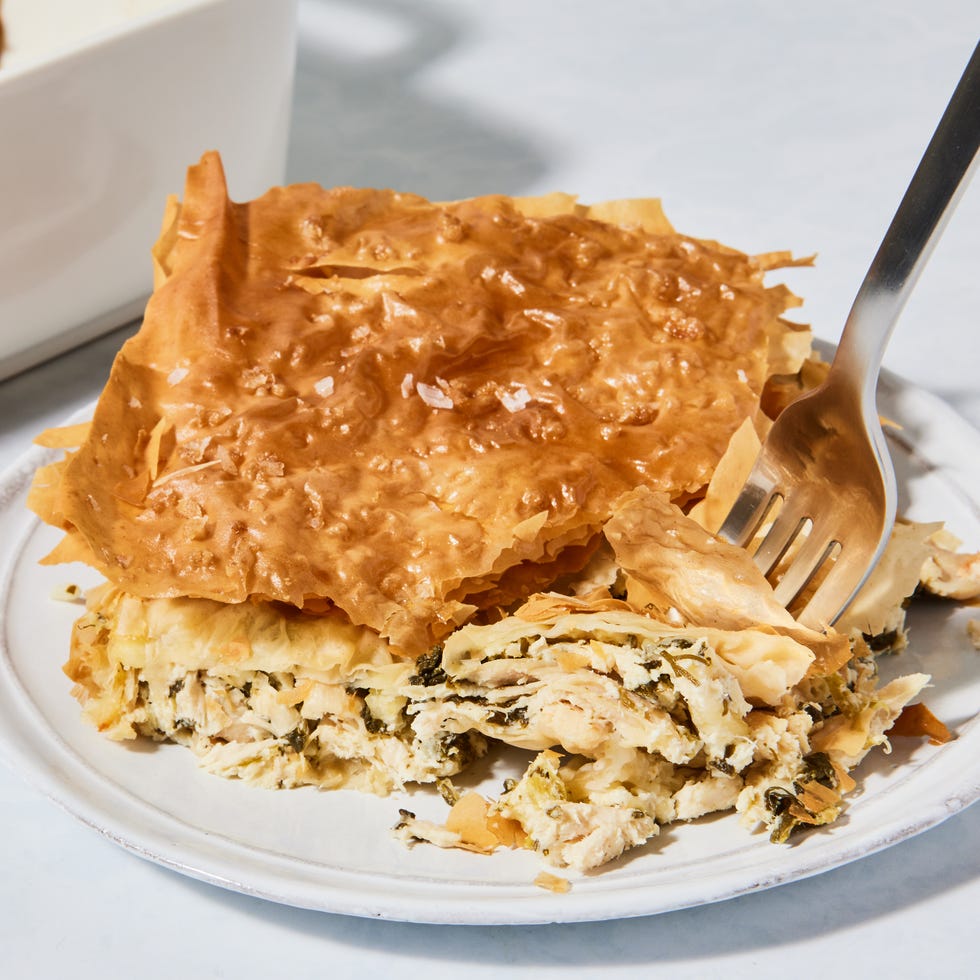 creamy chicken spanakopita bake