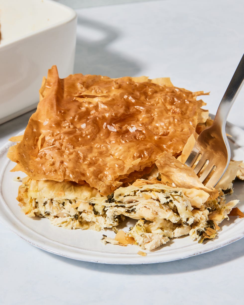 creamy chicken spanakopita bake