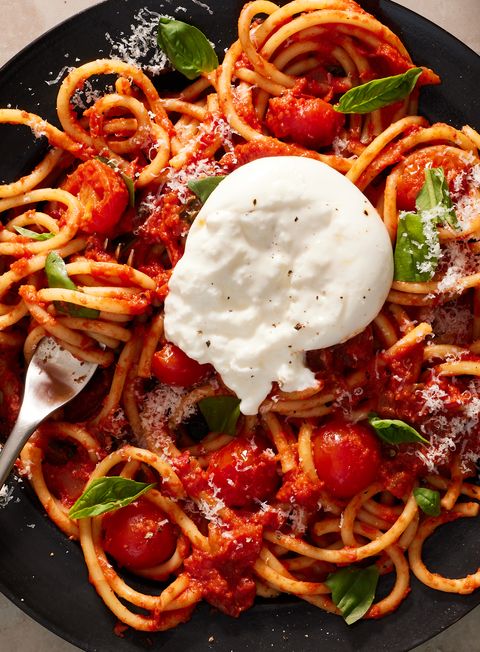 creamy tomato pasta with burrata