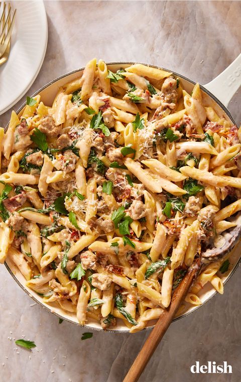 creamy penne with sausage sundried tomatoes