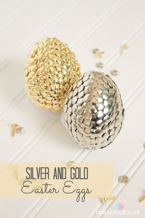 silver and gold push bin easter eggs