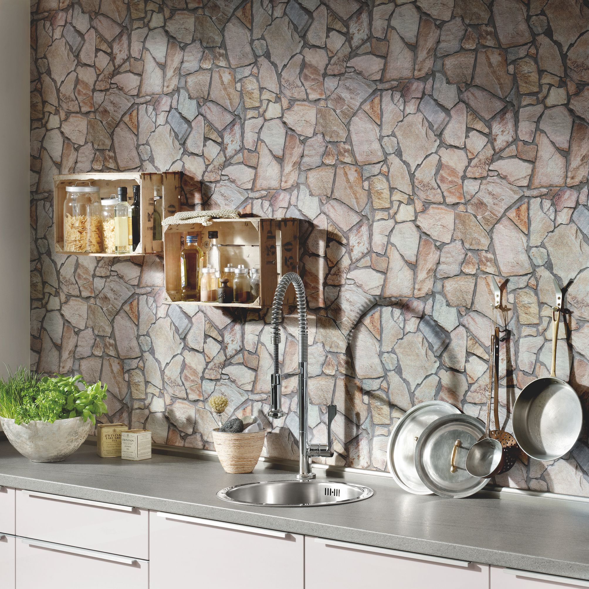 Kitchen store tile wallpaper