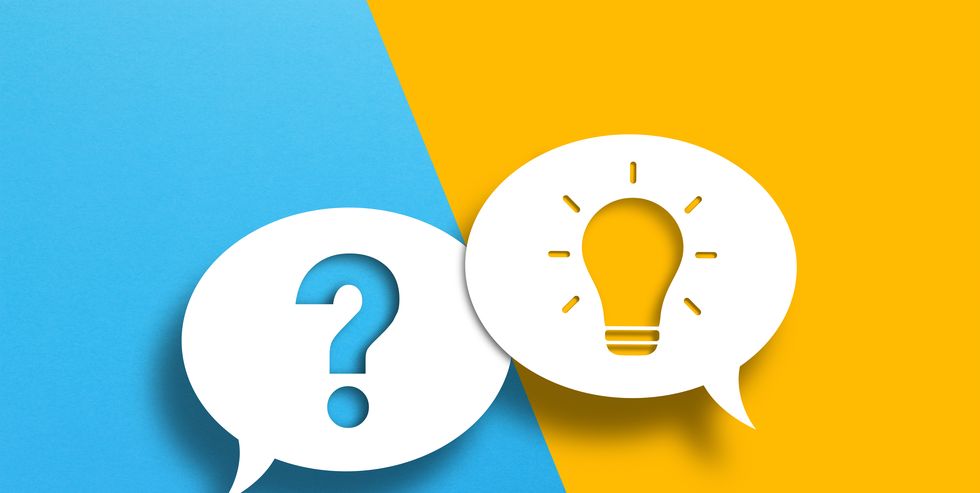 creative idea or problem solving concept. light bulb and question mark on speech bubbles.