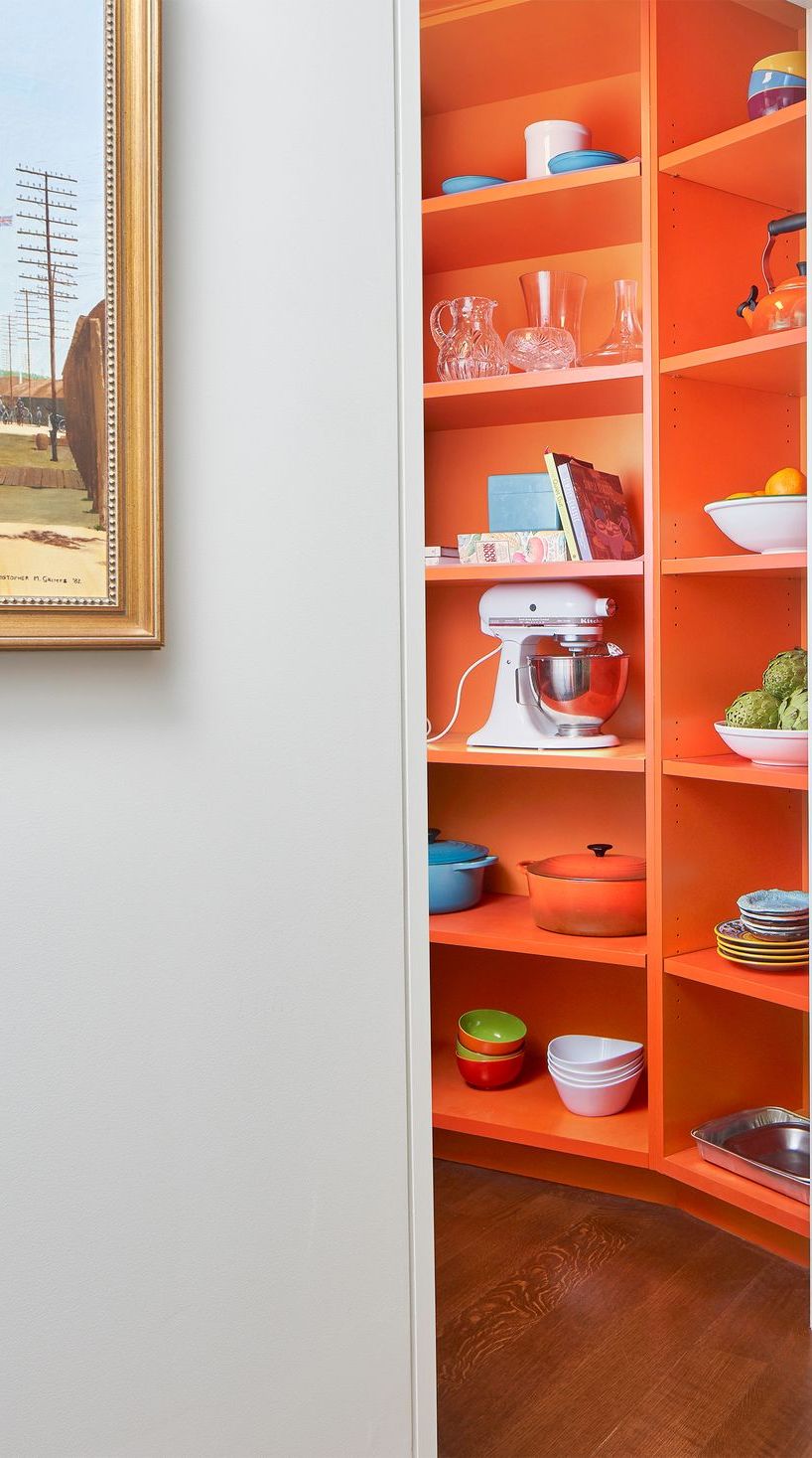 orange paint colors in a kitchen pantry