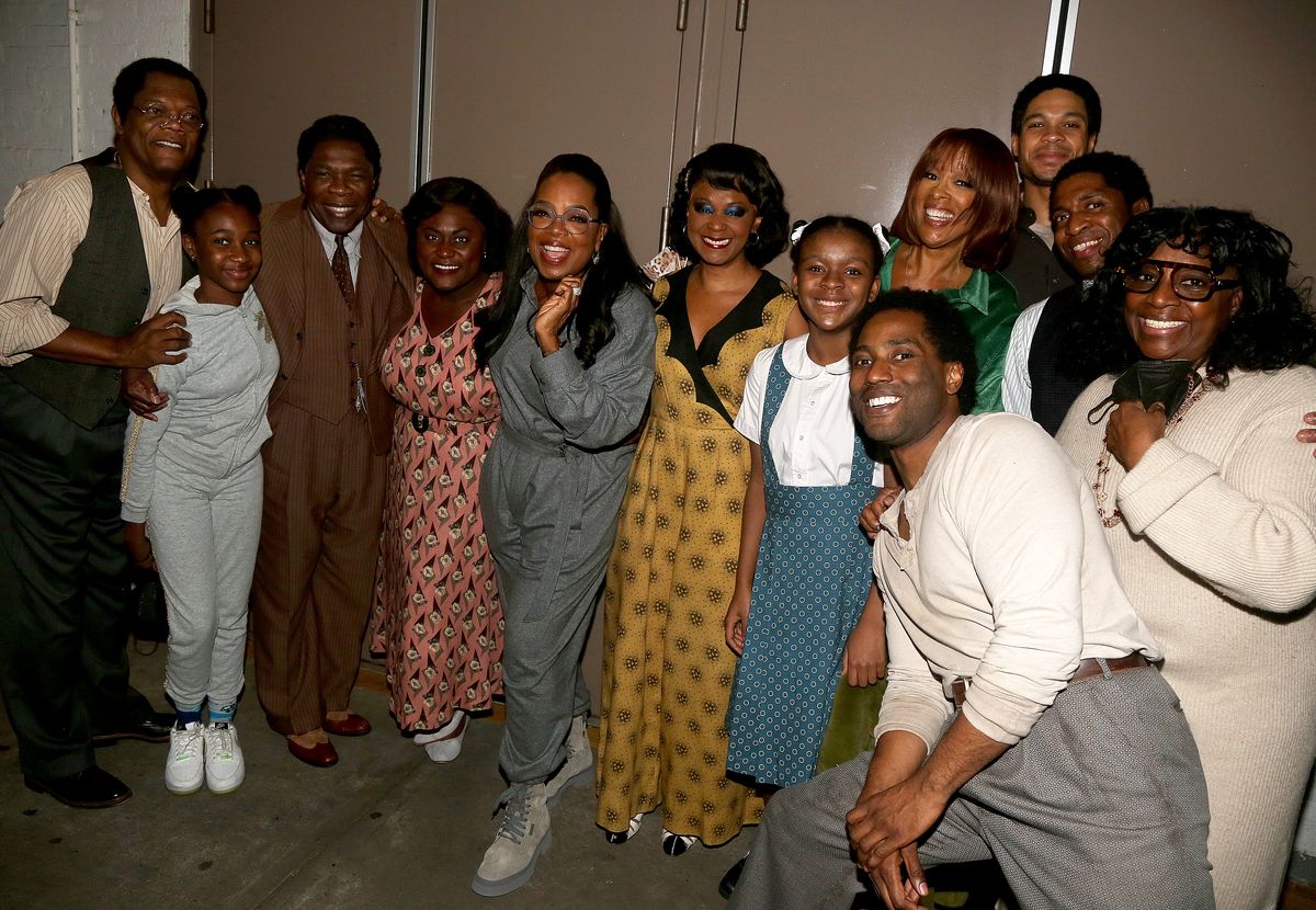 oprah winfrey and gayle king pose with the cast backstage at the play "the piano lesson" on broadway at the barrymore theater january 7, 2023 in new york city photo by bruce glikas