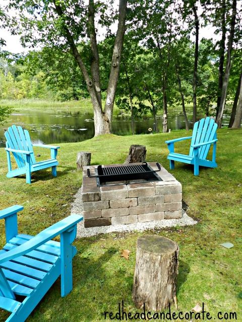 brick fire pit with grill from diy outdoor fireplace ideas