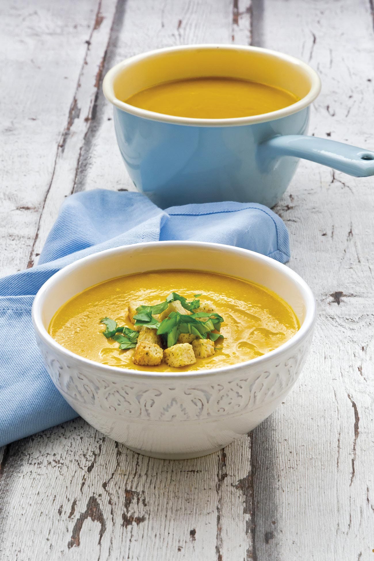 crema de calabaza y mango