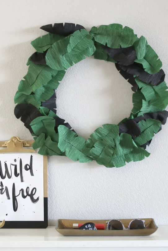recycled crafts for kids banana leaf wreath