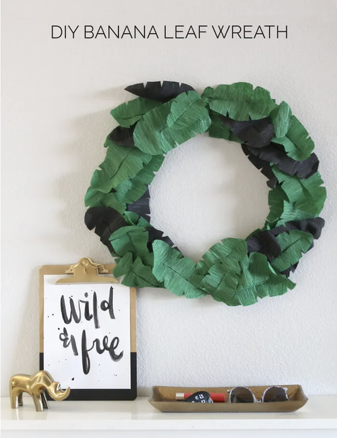 recycled crafts for kids banana leaf wreath