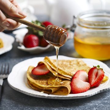 Crepes with strawberry and honey