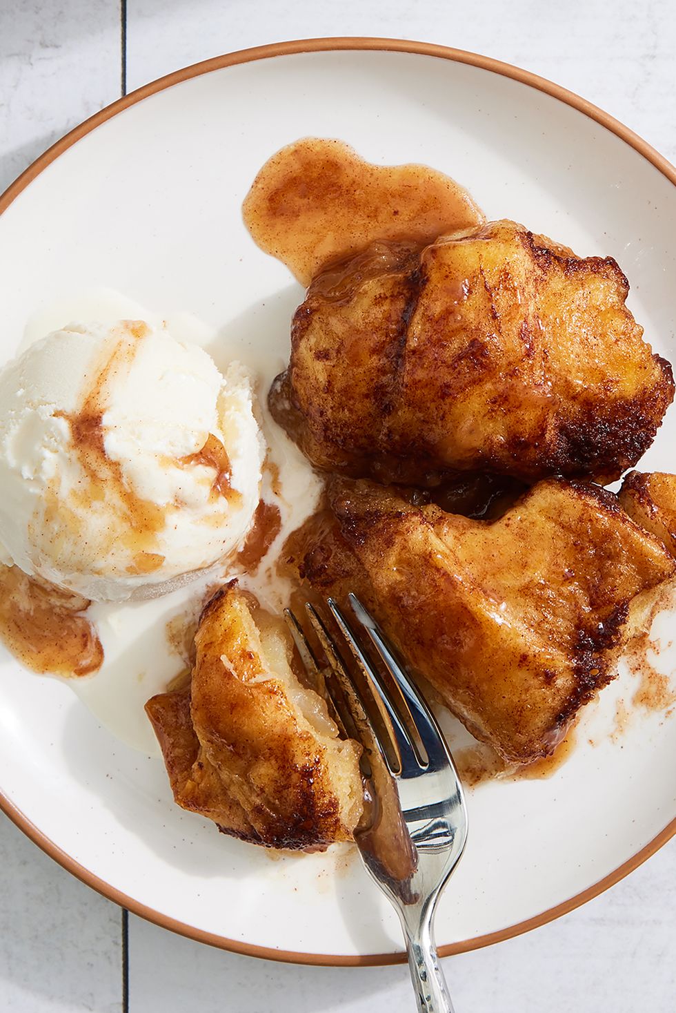 crescent apple dumplings with ice cream