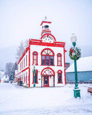 red and white city hall building in crested butte colorado