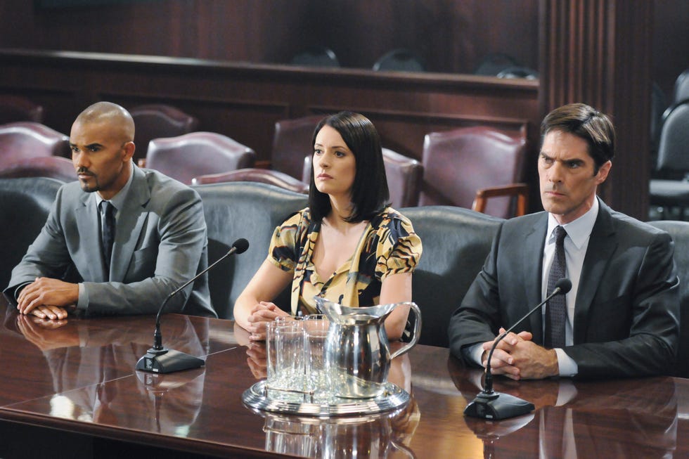 criminal minds it takes a village in the seventh season premiere, the members of the bau are questioned by a senate committee for their retaliatory actions after the assumed death and disappearance of emily prentiss, but a familiar face could help them win their case and keep the team together, on criminal minds airing on cbs on wednesday, september 21 (9:00 10:00 p.m., et). (photo by matt kennedy/disney general entertainment content via getty images studios via getty images)shemar moore, paget brewster, thomas gibson