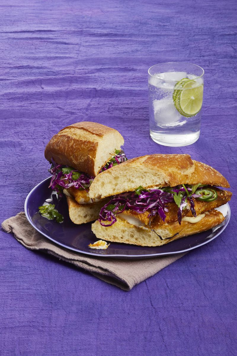 Crispy Fish Sandwiches with Honey-Lime Slaw 30-Minute Meal