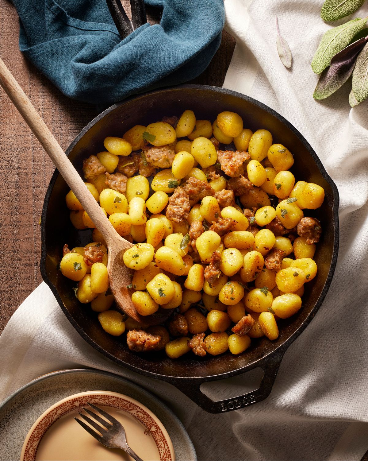 crispy gnocchi with sausage and sage brown butter