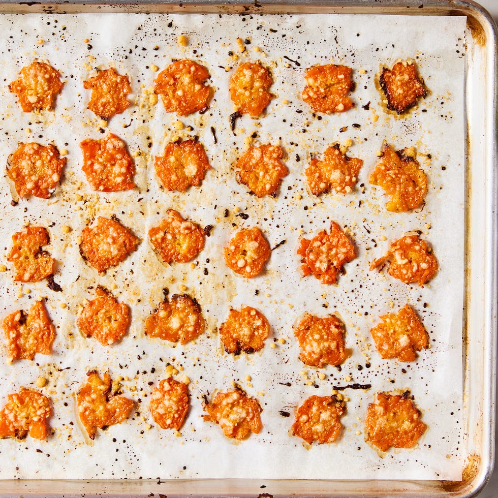 crispy parmesan ranch smashed carrots topped with parmesan