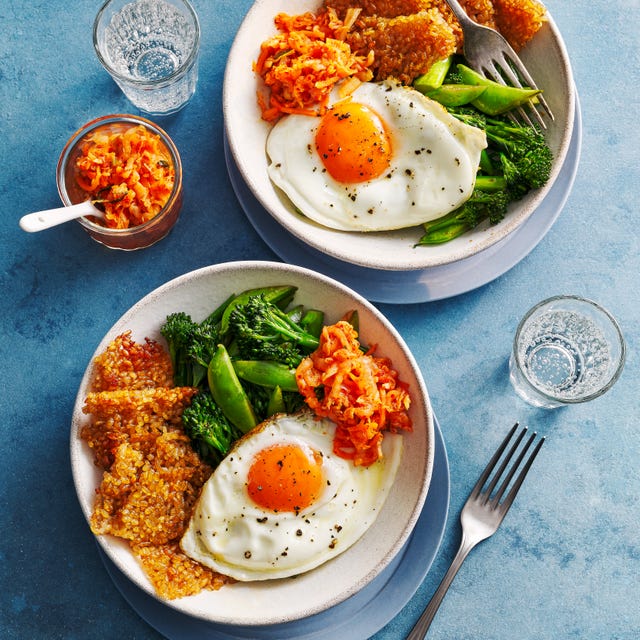 crispy rice bowl with greens