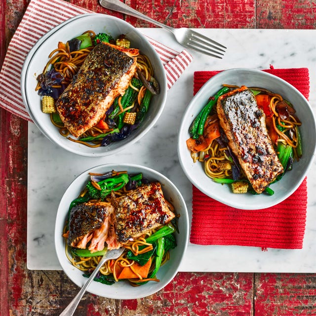 crispy salmon teriyaki stir fry
