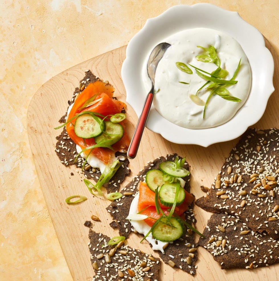 crispy seeded buckwheat flatbreads with smoked salmon