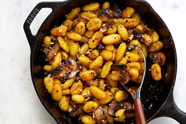 crispy gnocchi and mushrooms