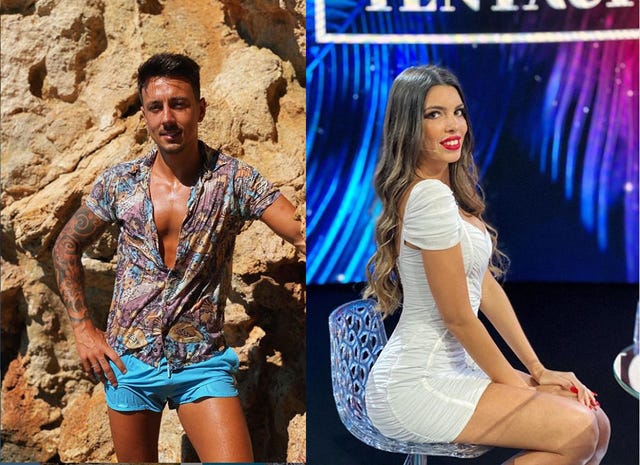 andrea y cristian, concursantes de la isla de las tentaciones, en un collage de ambos
