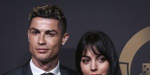 portugals forward cristiano ronaldo l accompanied by georgina rodriguez  pose on arrival at quinas de ouro ceremony held at pavilhao carlos lopes in lisbon, on march 19, 2018  nurphotocarlos costa
 photo by carlos costanurphoto via getty images