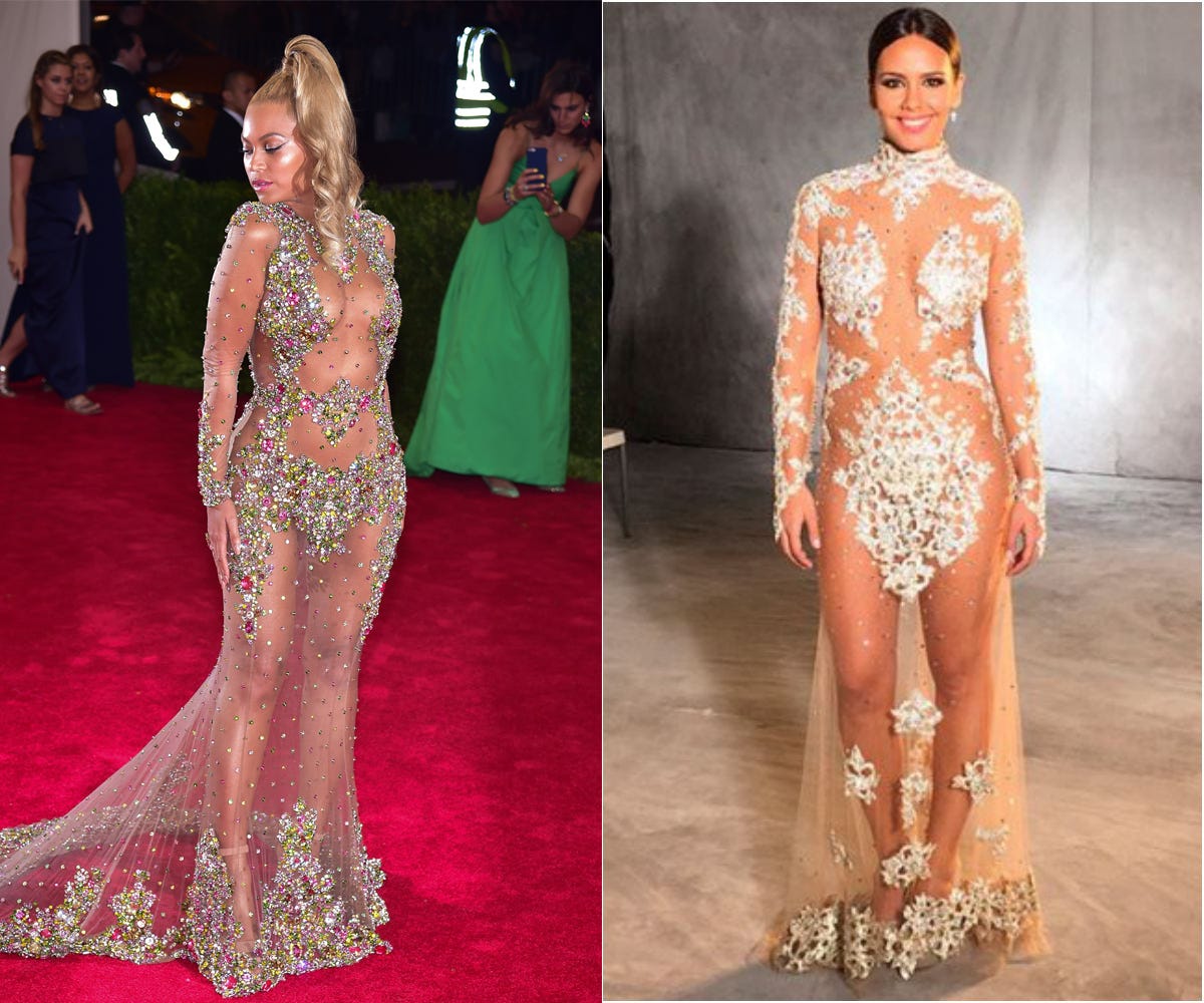 cristina pedroche con su look de las campanadas de 2015, similar al que llevó beyoncé en la gala del met de ese mismo año