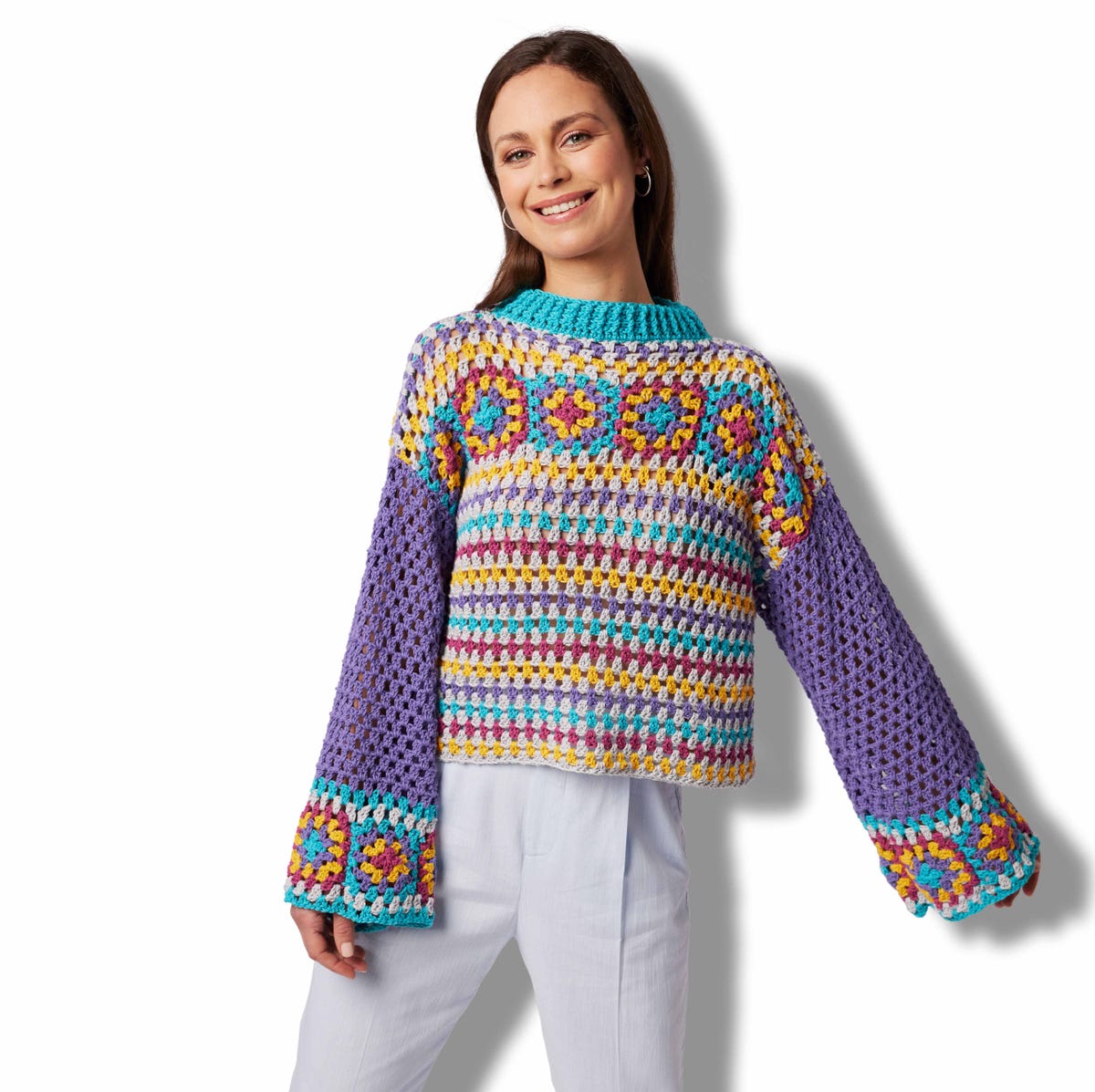 Free crochet pattern: How to make a granny square jumper