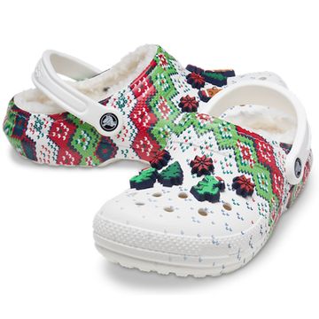crocs classic lined ugly christmas sweater holiday charm clog