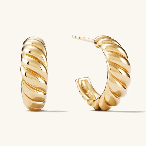 the direct to consumer brand mejuri's bold, twisted croissant hoop earrings