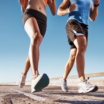 cropped image of couple jogging