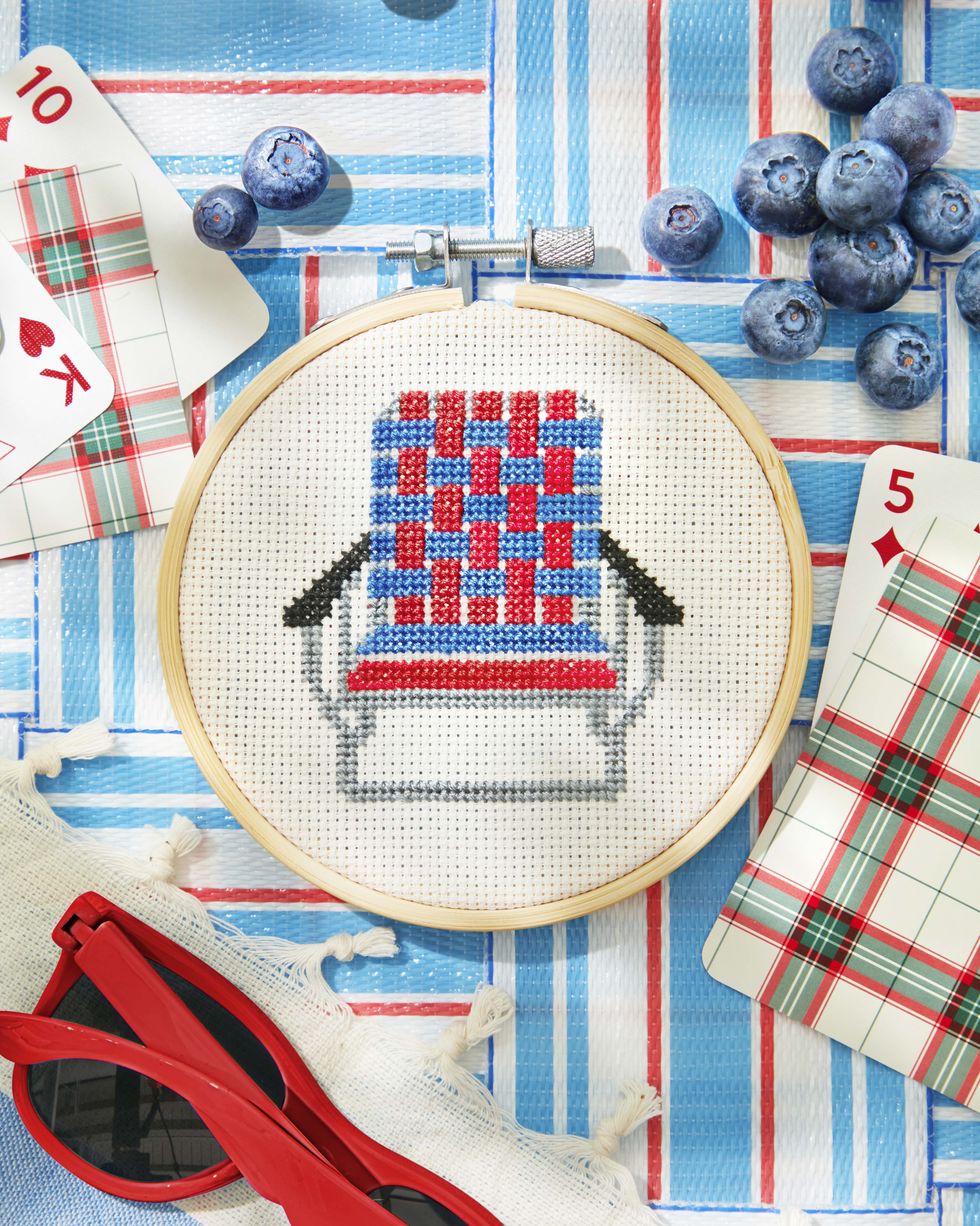 cross stitch lawn chair