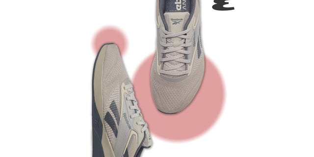 two neutral colored sneakers