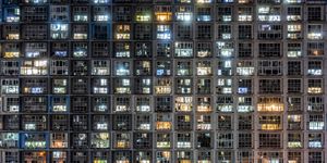 crowded residential district in beijing at night