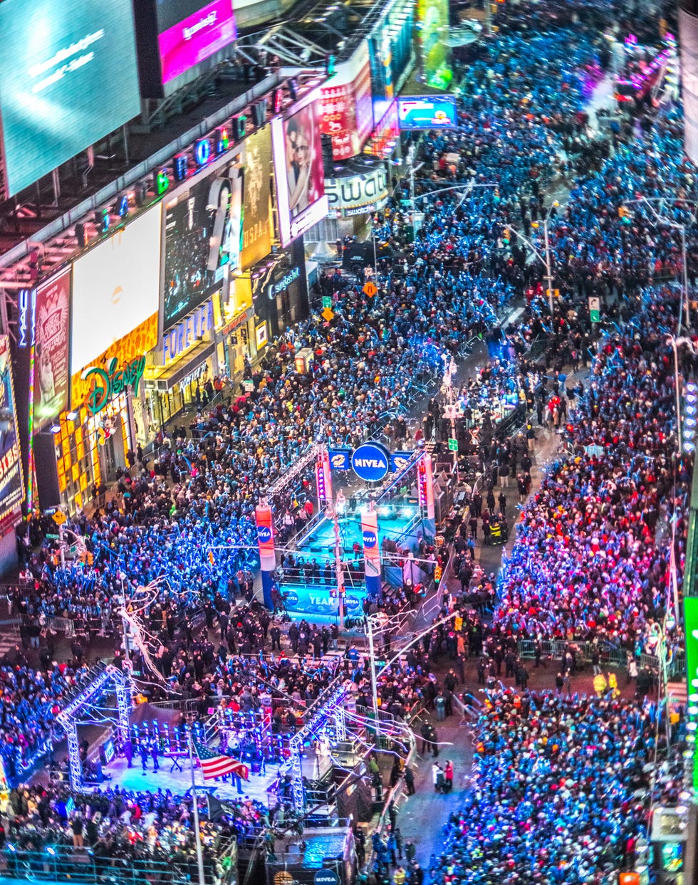 Crowds celebrating New Year on Times Square, NYC