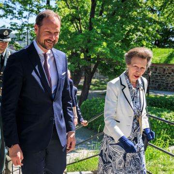 princess anne of great britain and crown prince haakon visit norway's home front museum