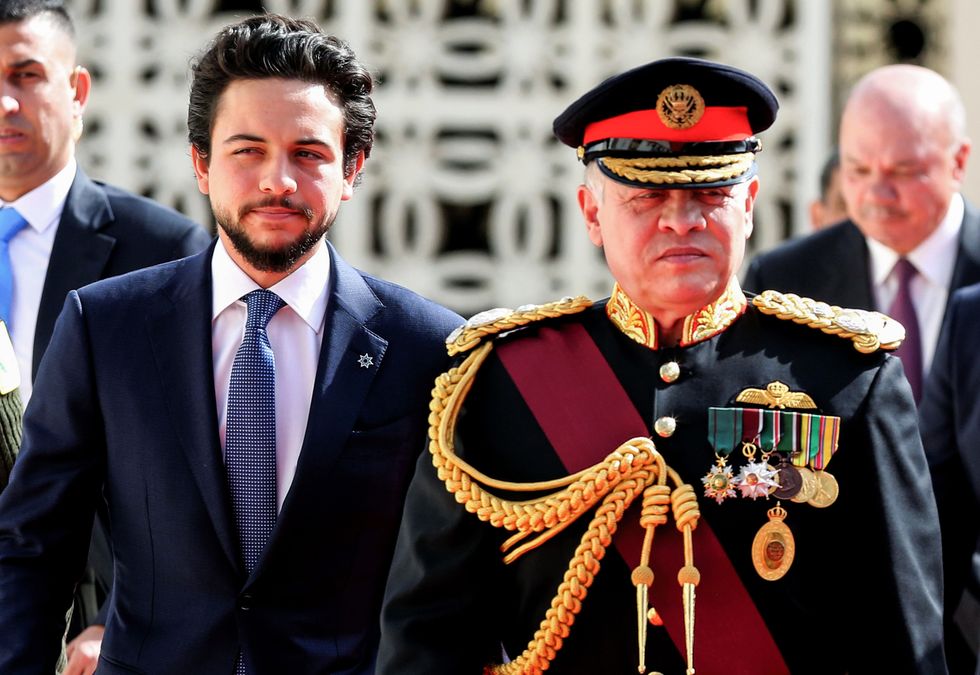 King Abdullah II, accompanied by Crown Prince Hussein bin Abdullah II
