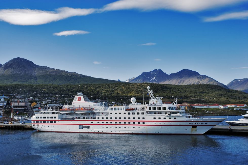 cruise ship in ushuaia bay in argentina
