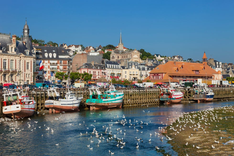 france, lower normandy, trouville sur mer view of the town
