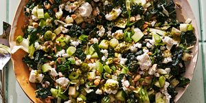 crunch salad filled with kale, apple, cucumber, celery and nuts