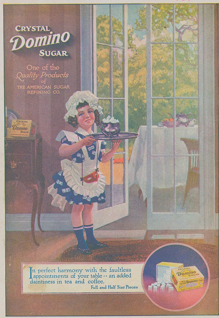 Girl Dressed as Maid to Serve Domino Sugar Cane Cubes