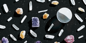 various crystals fill a starry sky