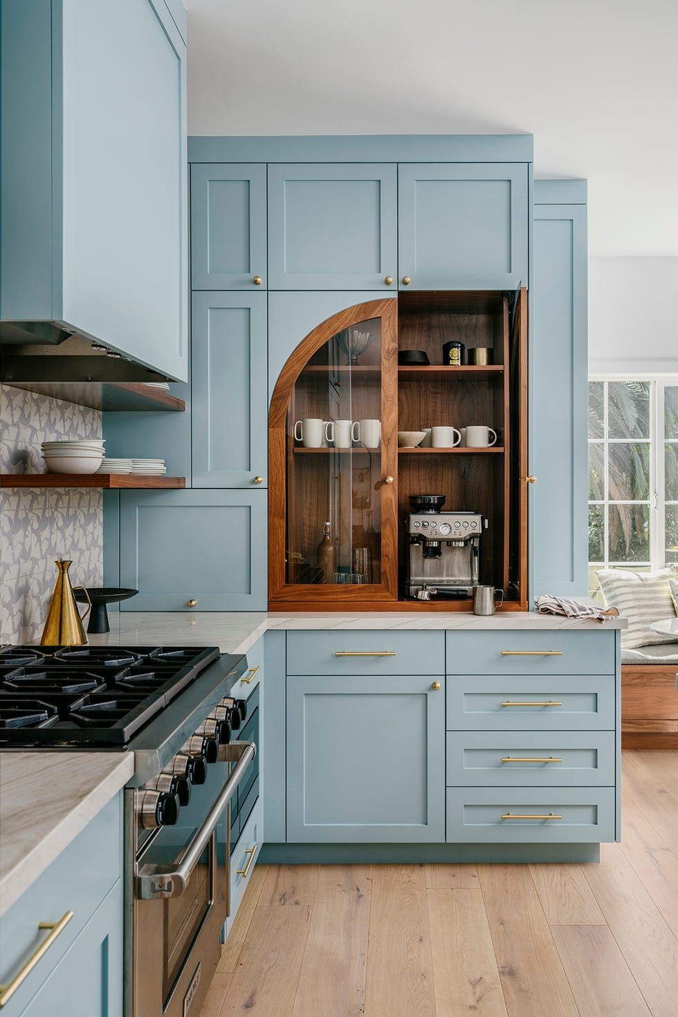 coffee bar ideas light blue cabinetry with coffee cabinet